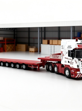 1:76斯堪尼亚卡车模型重型低装拖车半挂车装载车合金静态仿真车模