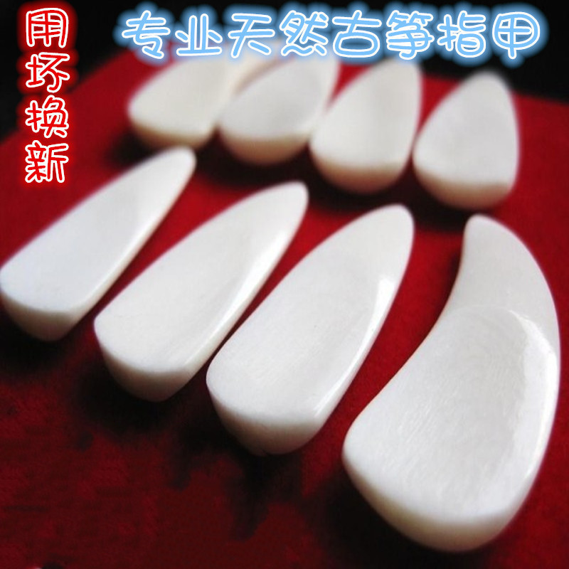 雅居缘天然生料专业双槽凹槽白色古筝指甲摇指演奏牛骨厚送胶布