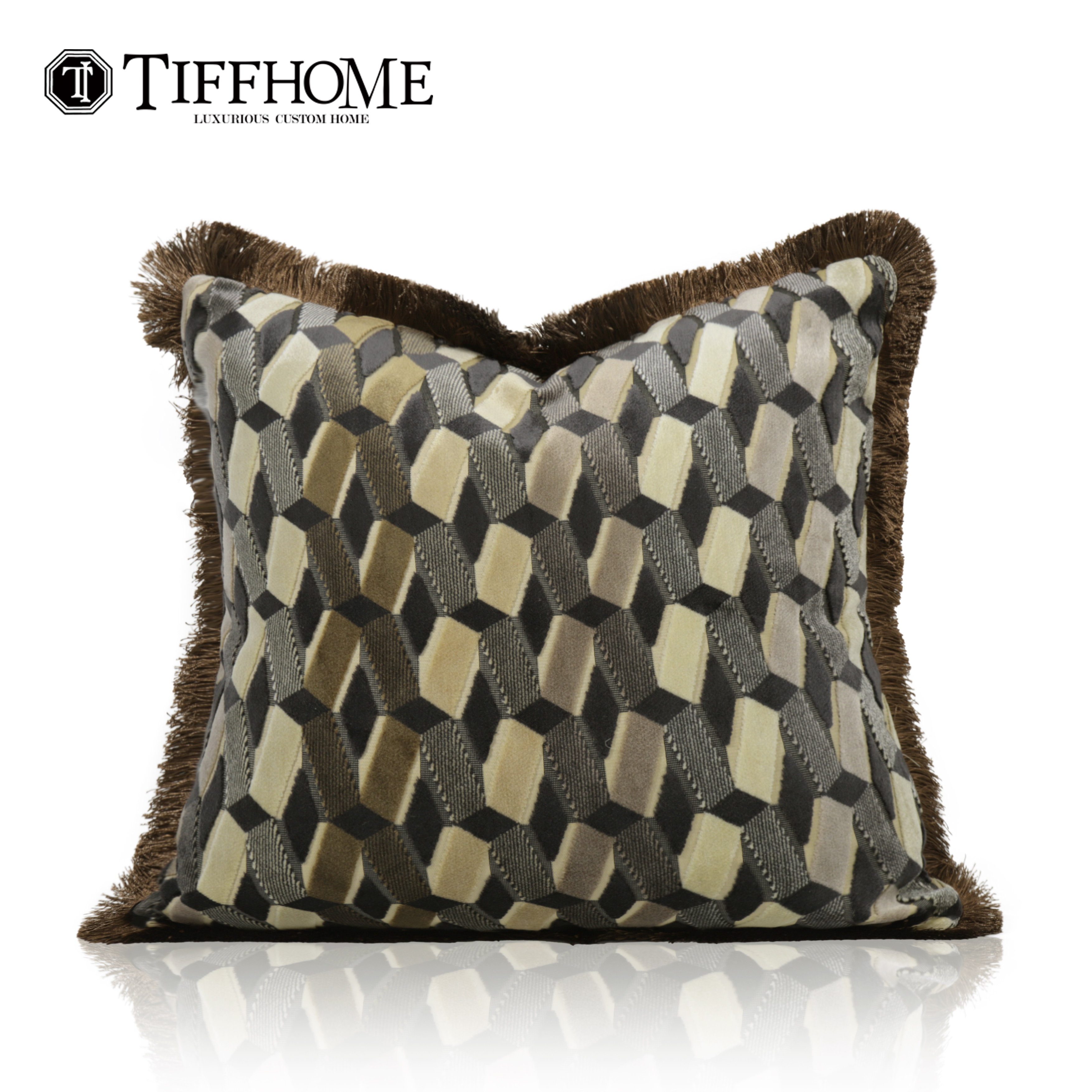 蒂芙家居简约轻奢咖色割绒抱枕套