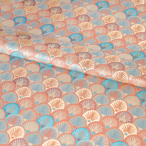 仿宋锦织锦缎炫彩贝壳花布料