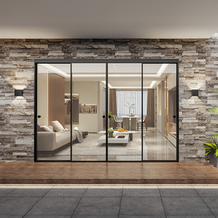 索菲亚厨房推拉门折叠门隐形移门阳台玻璃门星途极窄铝合金隔断