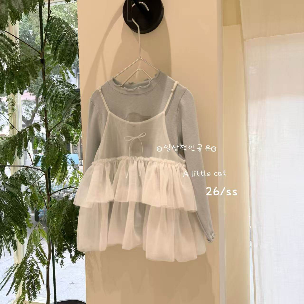 A Little Cat 110-150女童25冬时尚可爱洋气弹力打底衫吊带两件套