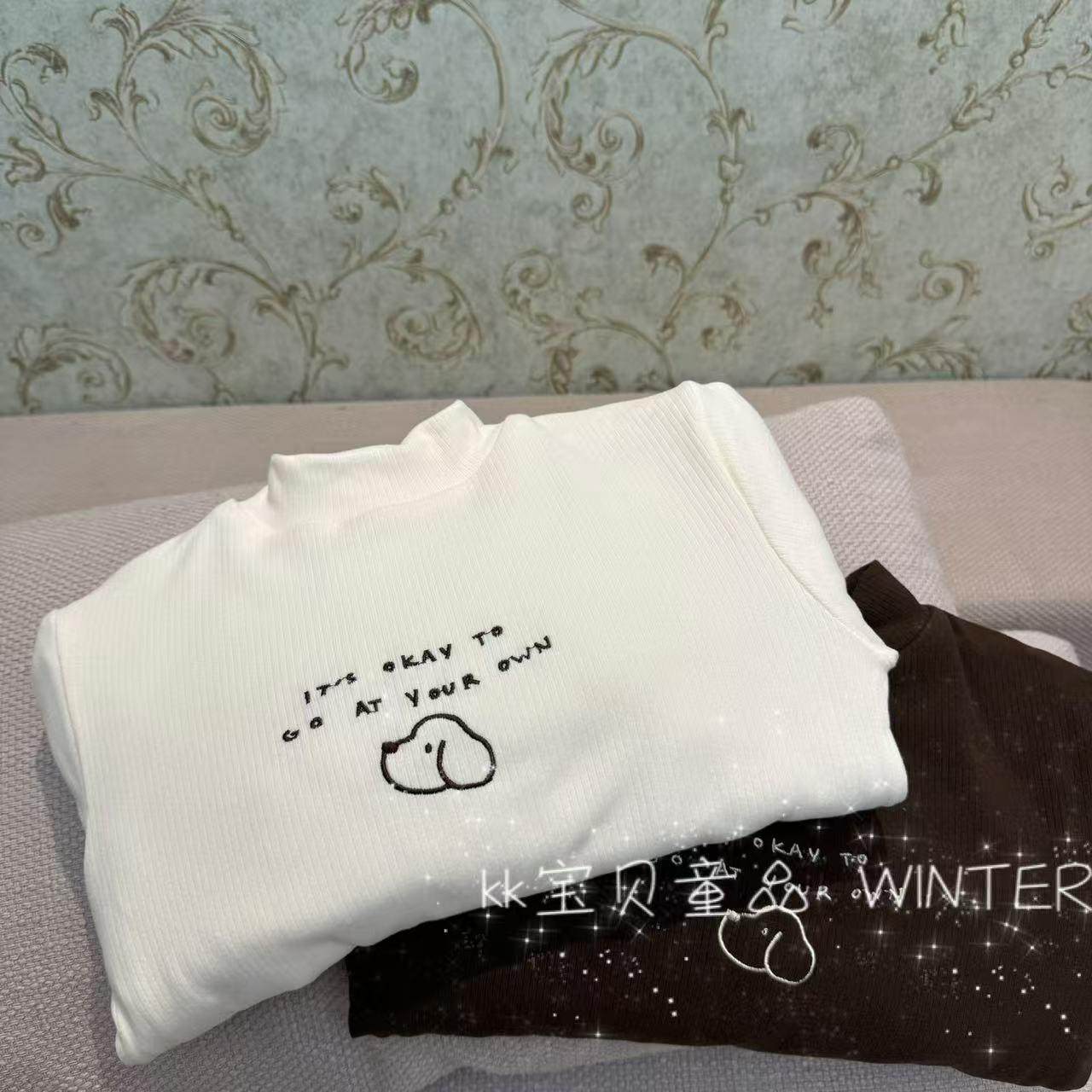 90-130男女童半高领加厚打底衫