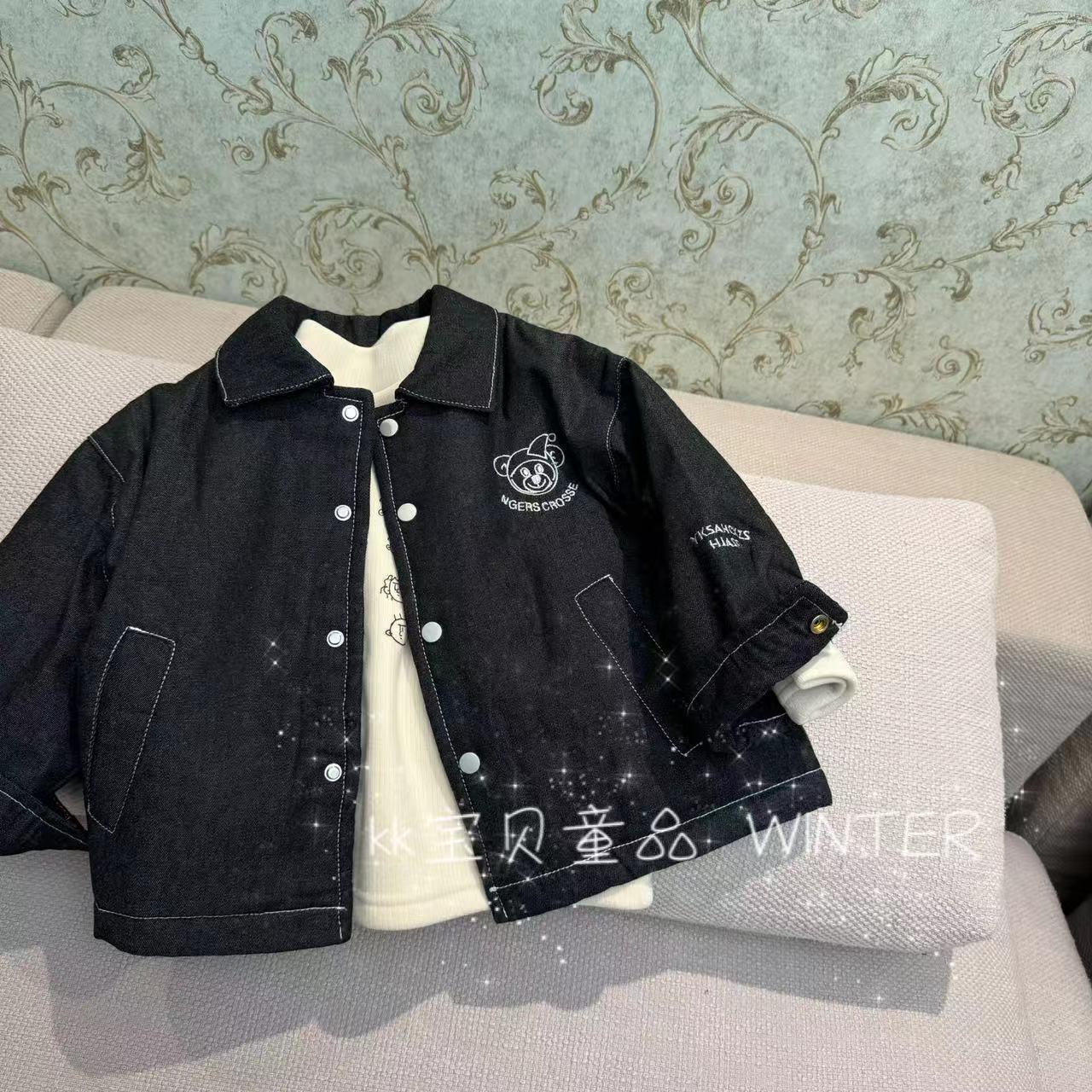 90-130男童牛仔夹棉衬衣外套图片