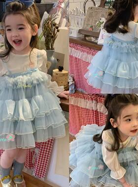 7seven26春90-130女童小中童洋气可爱百搭长袖打底衫吊带连衣裙