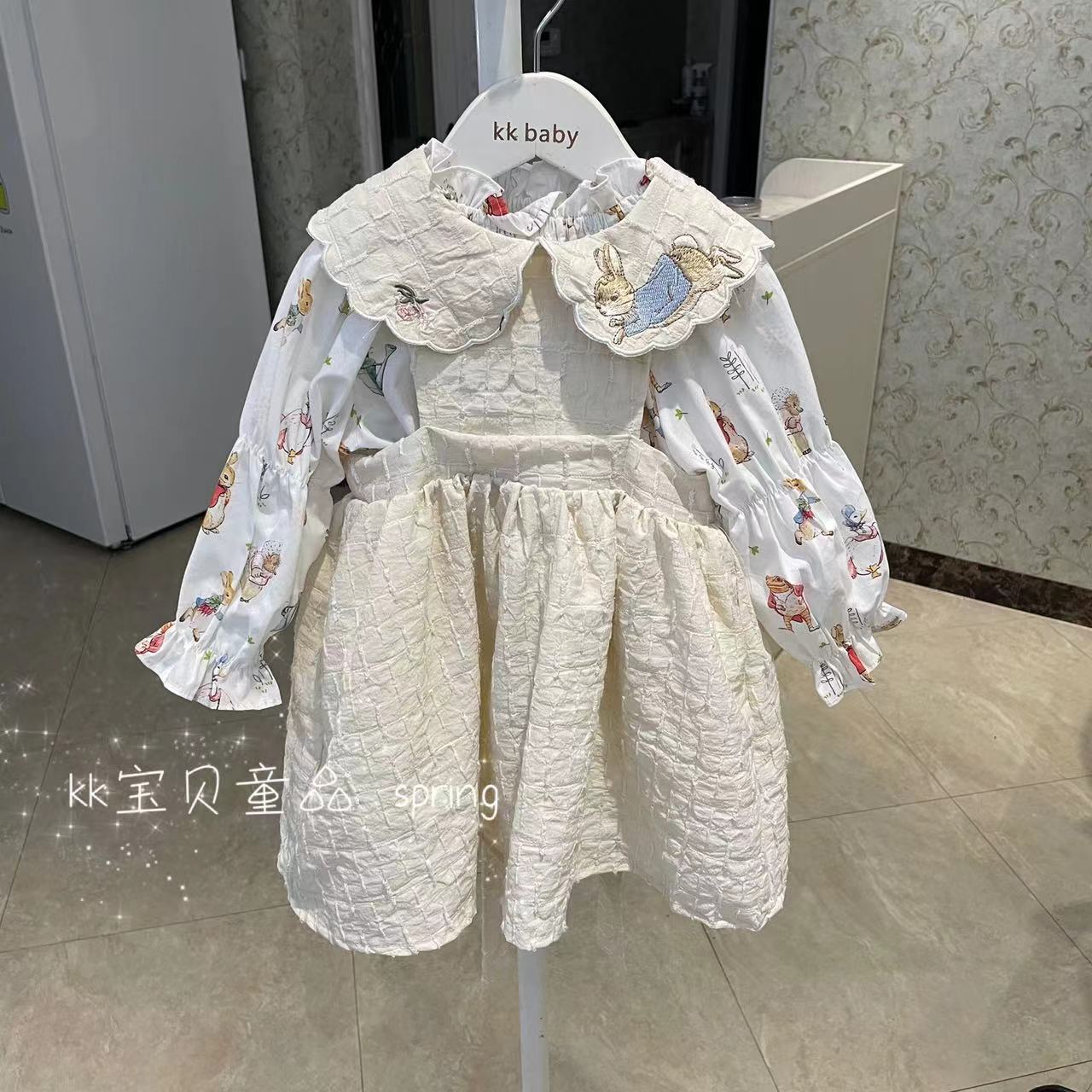 90-130女童韩版春背心裙套装