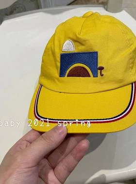 kkbaby韩国童装21春夏男女童个性休闲舒适黄色遮阳帽防晒帽鸭舌帽