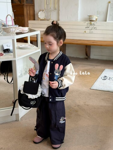 opolala90-130小童女童可爱兔子警官棒球服外套长袖t恤工装裤子