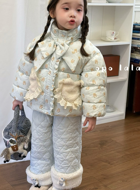 opolala25冬90-130女童小中童洋气可爱时尚印花卡通百搭棉服棉裤