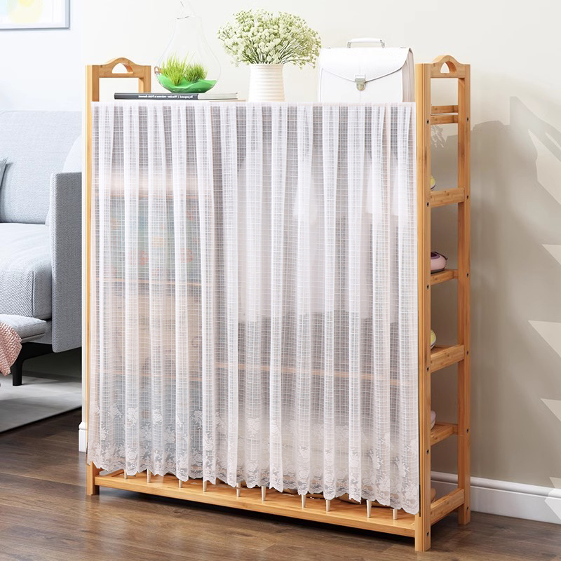 开放式鞋柜遮挡帘衣柜帘免打孔安装装饰橱柜装饰布帘可定制自粘式