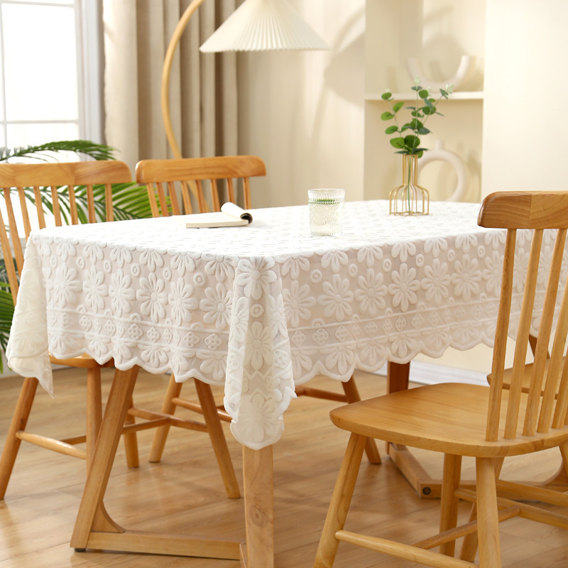 米白色蕾丝桌布ins氛围感圆桌正方形台布茶几床头柜沙发防尘盖巾,居家布艺,桌布,淘宝优惠券,粉丝福利购,淘宝优惠卷
