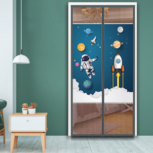 宇航员夏季防蚊门帘儿童房卧室防窥视透气防尘门帘免打孔磁纱门隔