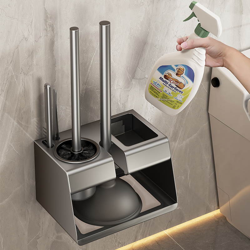 吸盘马桶刷免打孔卫生间置物架子