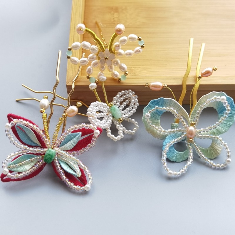 原创复古缠花发饰 珍珠蝴蝶发簪手工饰品古风汉服头饰簪子发钗,饰品/流行首饰/时尚饰品新,发饰,淘宝优惠券,粉丝福利购,淘宝优惠卷