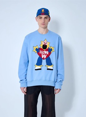 Walter Van Beirendonck 植绒图案卫衣（蓝色）| triplemajor