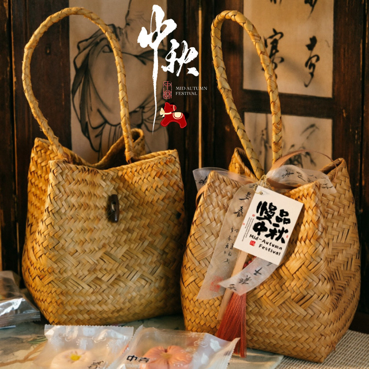 2026新款中秋节月饼包装鲜肉广式流心月饼手提包烘焙点心手提篮子