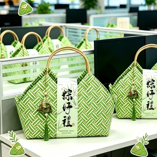 新中式端午节礼盒粽子手提篮烘焙特产咸鸭蛋端阳茶叶送礼高档礼盒