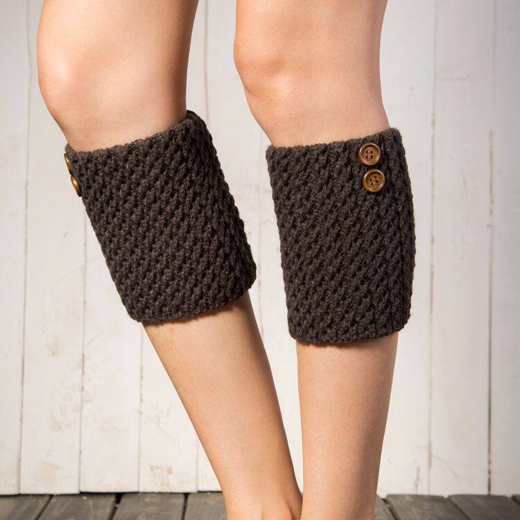 새로운 스타일의 부츠 커버 다리 커버 니트 울 따뜻한 요가 다리 커버 짧은 중공 능직 단추 넓어진 양말 커버