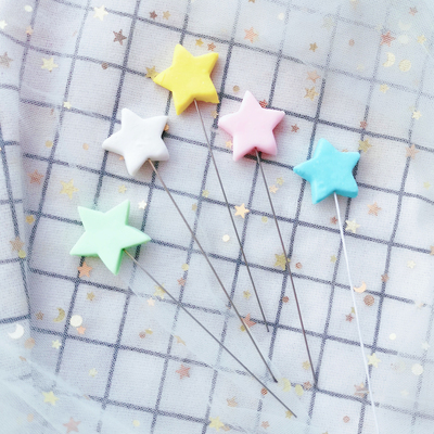 烘焙插件生日蛋糕装饰铁丝软陶加厚五星百搭彩色金色银色星星5支