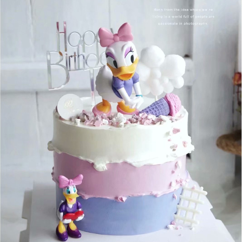 唐老鸭蛋糕装饰儿童节卡通黛西主题鸭子公仔玩偶生日蛋糕烘焙摆件