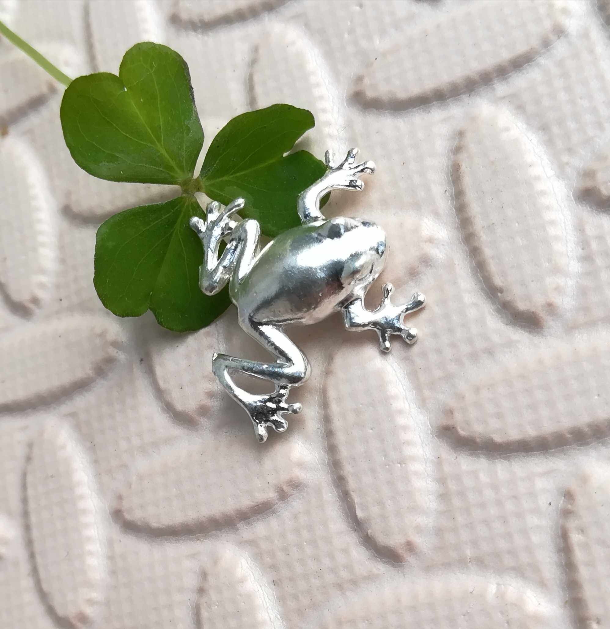 沈嘉记银饰 990纯银锔瓷银钉镶嵌青蛙茶具配件足银摆件新免费清洗