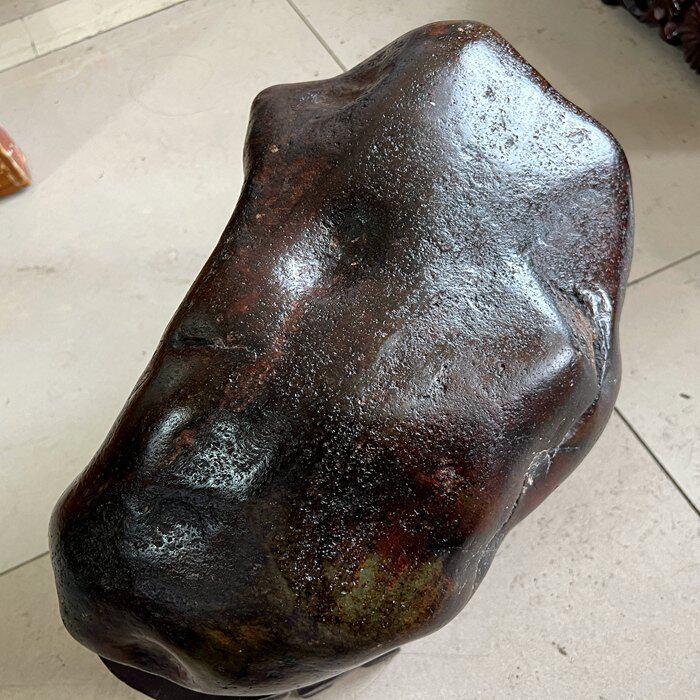 30斤新疆和田籽料原石红沁独籽无修客厅摆件风水石红皮和田玉原石