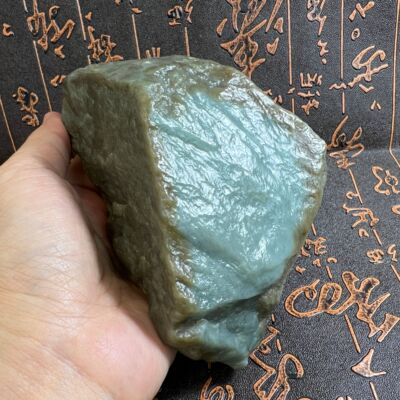 647g新疆和田戈壁料原石天然无修若羌戈壁料蓝调特色湖蓝把件青玉