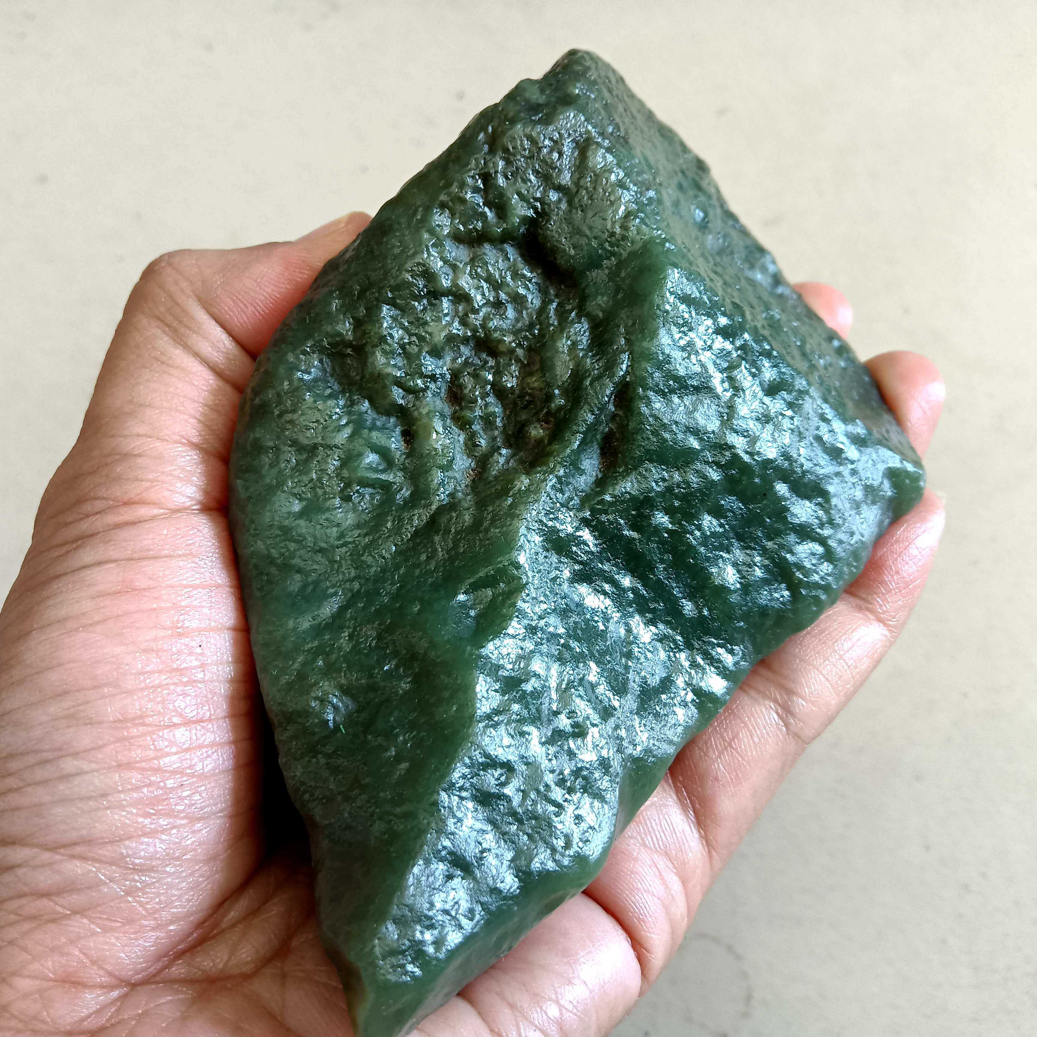 422g和田若羌戈壁料原石 新疆和田玉青玉无修原石把件风化好料