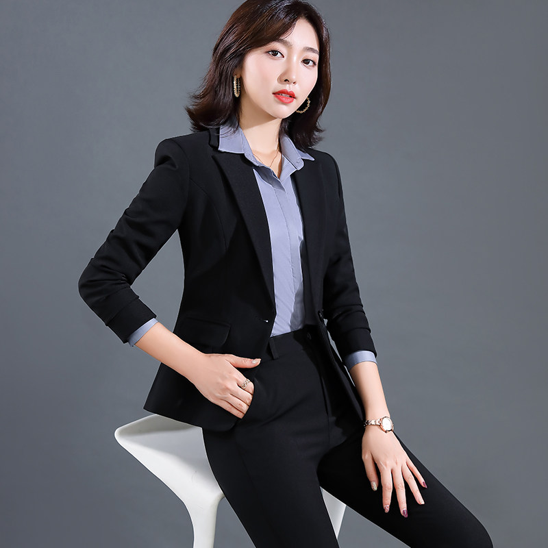 工装小西装女士套装黑色西服外套职业装秋季新款气质女装长袖正装