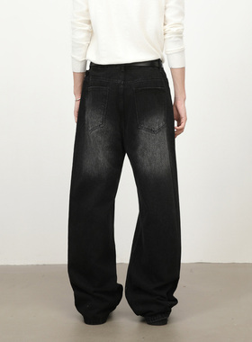 ALONE HOOD原创百搭浅色牛仔裤男女cleanfit休闲直筒宽松白色长裤