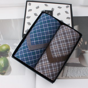男士全棉格子薄手绢古风方巾日式纯棉手帕打包巾夏日擦汗随身送人