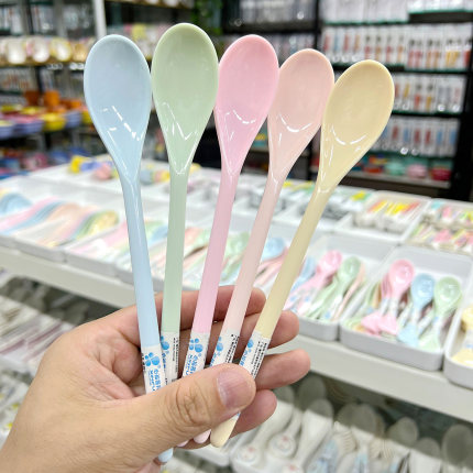 奶茶搅拌勺可爱ins风彩色咖啡勺子加长柄蜂蜜甜品西瓜勺密胺树脂