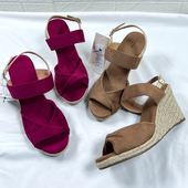 外贸原单2023年夏季 女 草编麻绳坡跟鱼嘴一字扣带凉鞋 新款 欧美大码