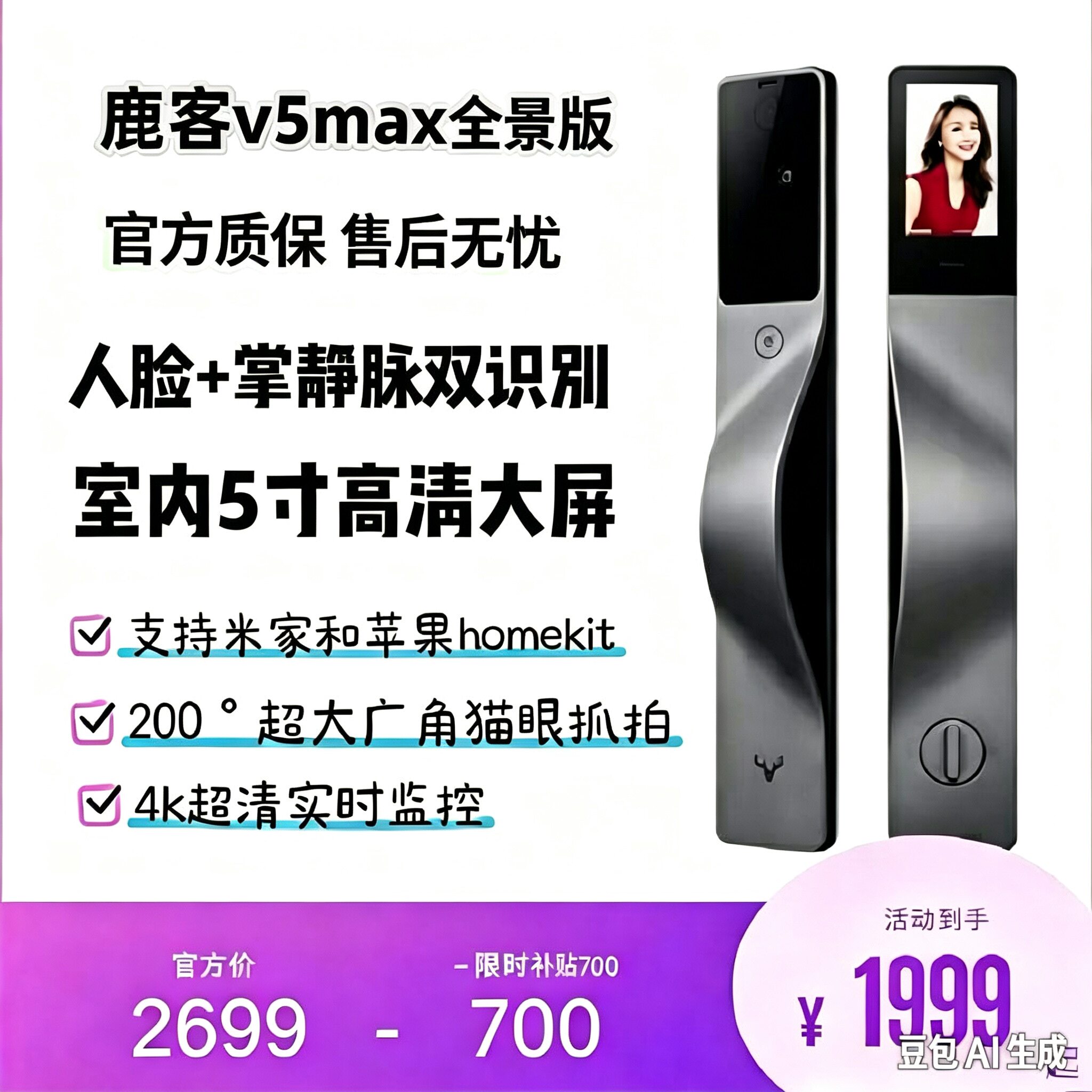掌静脉识别可视猫眼重庆智能锁