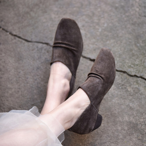 里外全皮四季可穿舒适粗跟