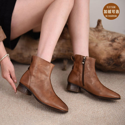 artmu阿木粗跟短靴女春秋单靴