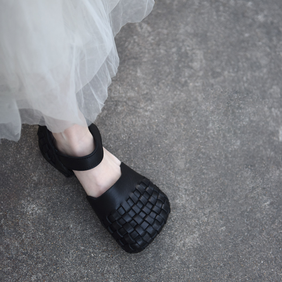 Artmu阿木原创复古包头凉鞋女款2025新款一字头层牛皮编织凉单鞋