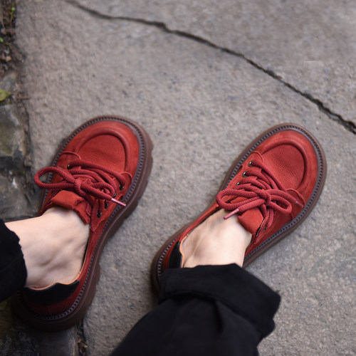 阿木英伦风小皮鞋厚底真皮单鞋