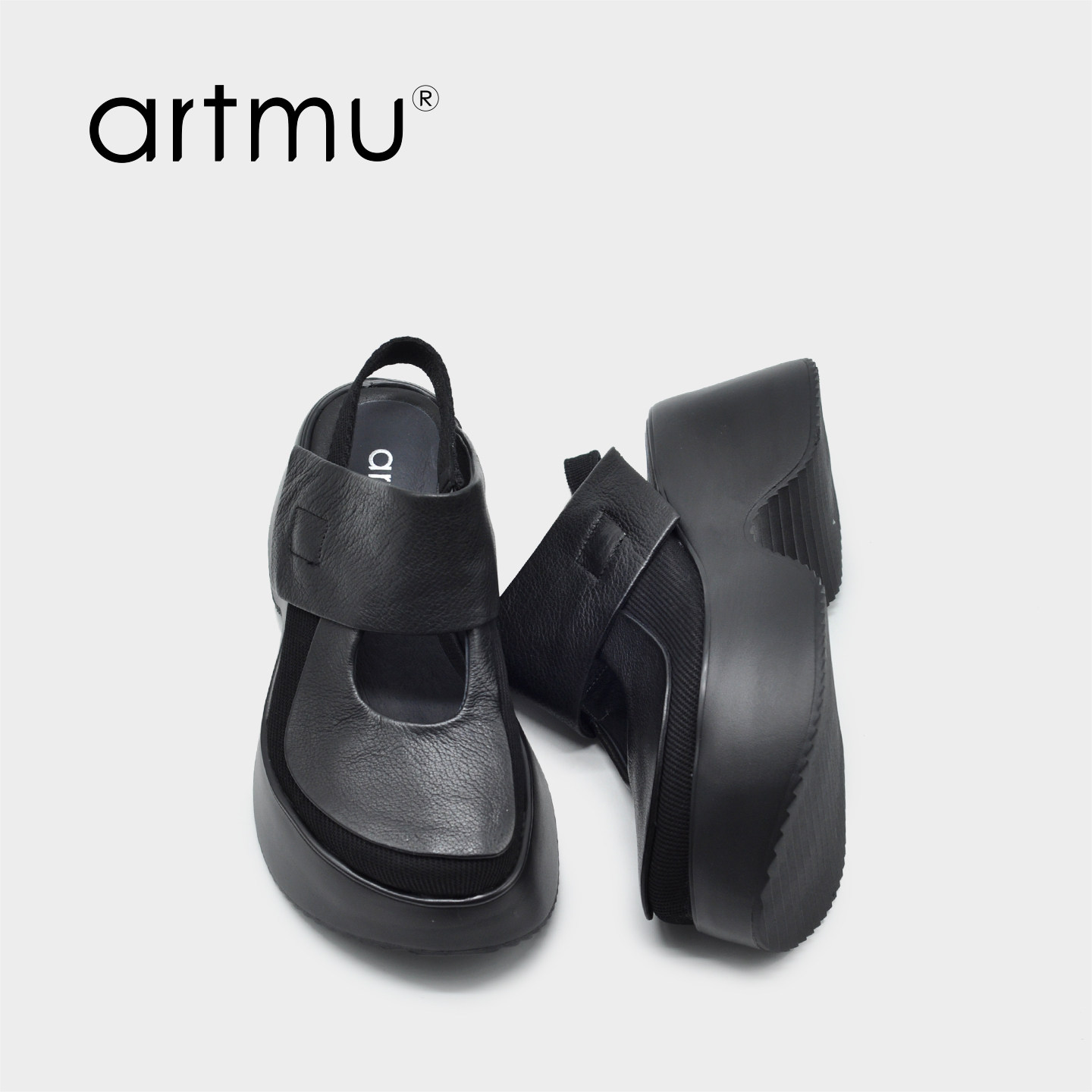 Artmu阿木原创厚底坡跟高跟鞋女夏包头凉鞋外穿小个子增高罗马鞋