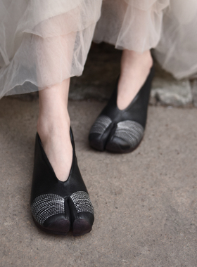 Artmu阿木原创复古小众分趾鞋女款猪蹄鞋平底真皮单鞋女2025新款