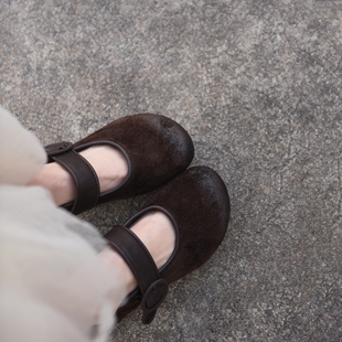 Artmu阿木复古玛丽珍高跟鞋女粗中跟浅口单鞋子黑色2026春季新款