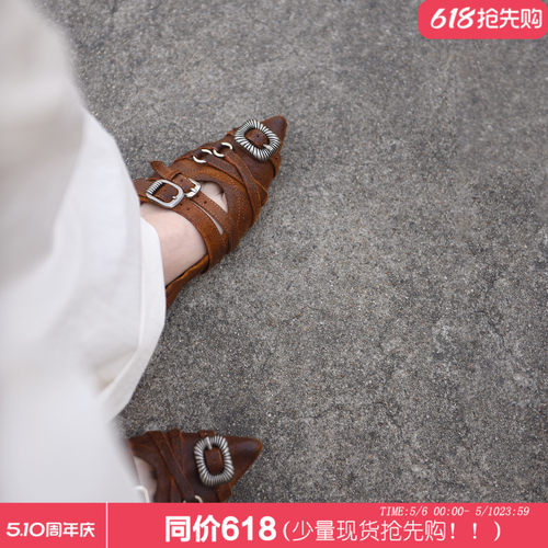 复古设计师小众女鞋平底鞋