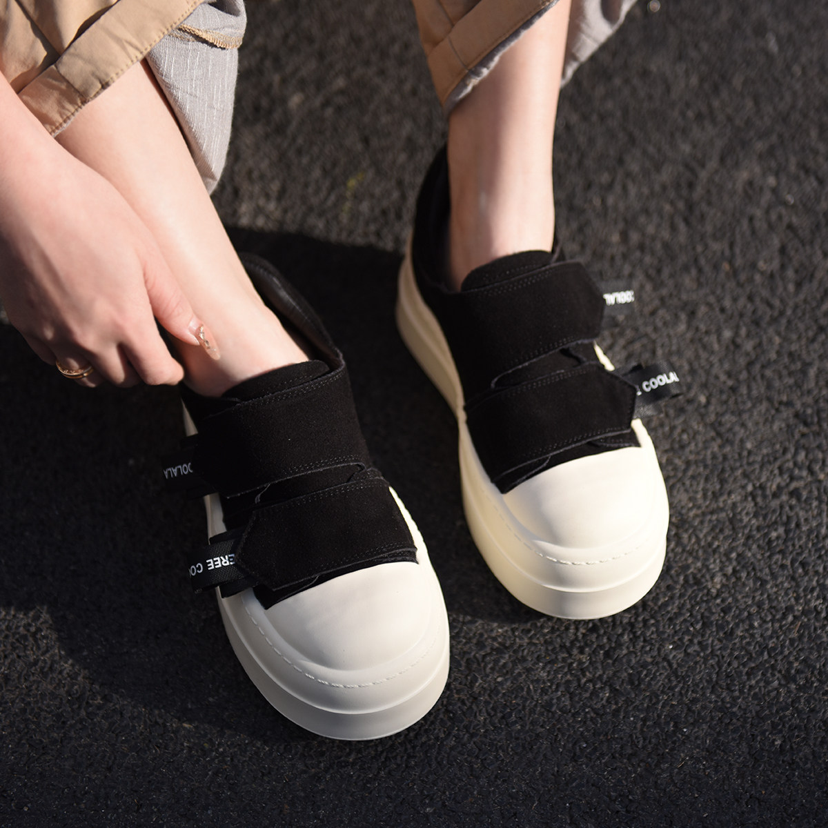 Artmu阿木贝壳头5.5cm厚底鞋魔术贴增高休闲鞋深口单鞋2026新款