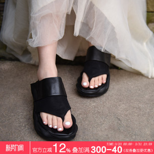 中跟坡跟松糕鞋 夏季 女2025年女新款 Artmu阿木罗马夹趾厚底凉鞋