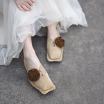 Artmu阿木原创复古小众花朵方头单鞋女平底手工女鞋2026春季新款