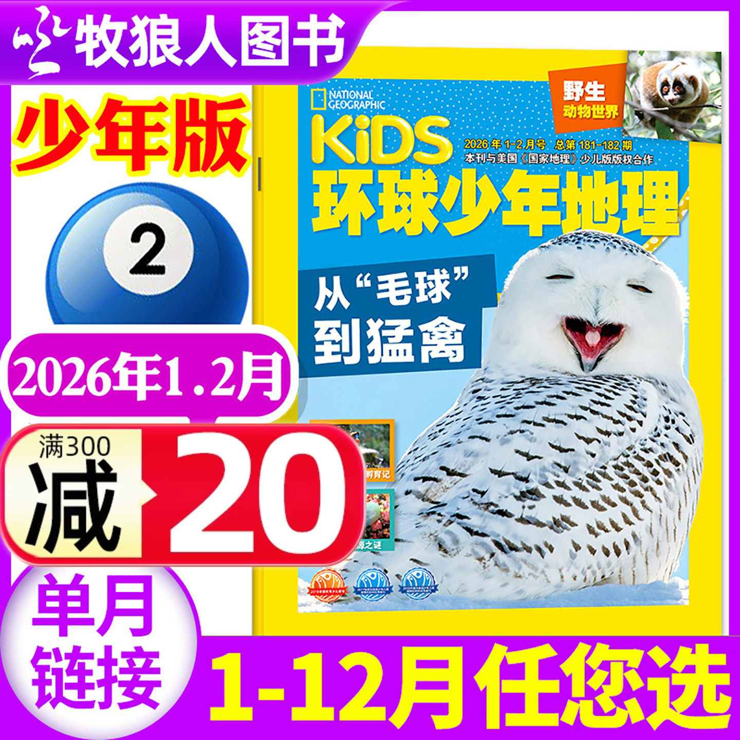 kids环球少年地理少年版杂志2026年1-2月【2025年1-12月/全年/半年订阅/2024】美国国家地理少儿版科普6-12岁学生自然知识非过期刊