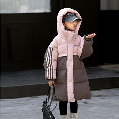 女童拼色长款加厚极寒羽绒服