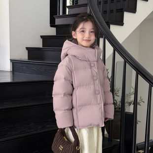 洋气大纽扣女童短款 儿童90白鸭绒外套 加厚极寒羽绒服2025热销新款