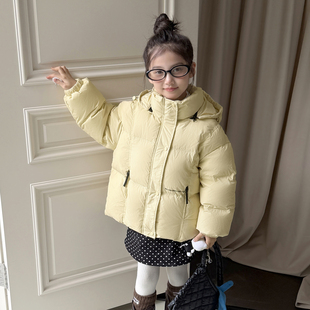 高充绒女童加厚极寒羽绒服2025冬装新款短款男童90绒连帽外套黑色