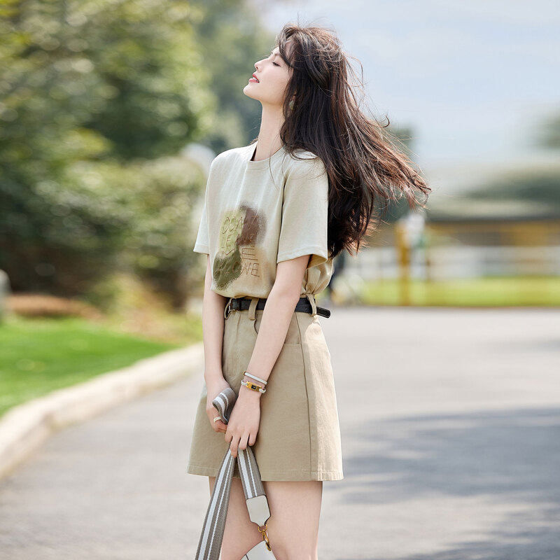 时尚气质套装2024年夏季新款休闲慵懒风减龄通勤半裙T短袖两件套